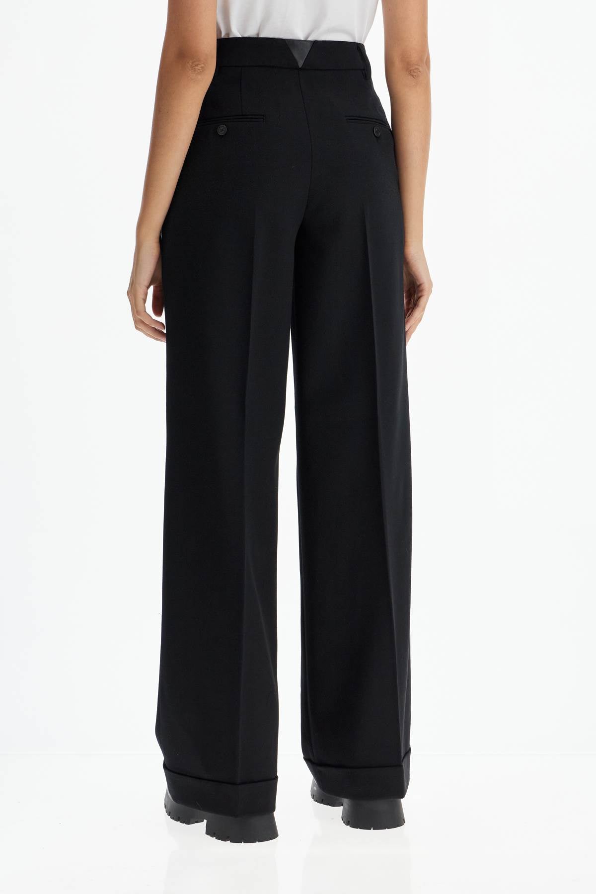 Pinko twill wide-leg trousers in pal image 2