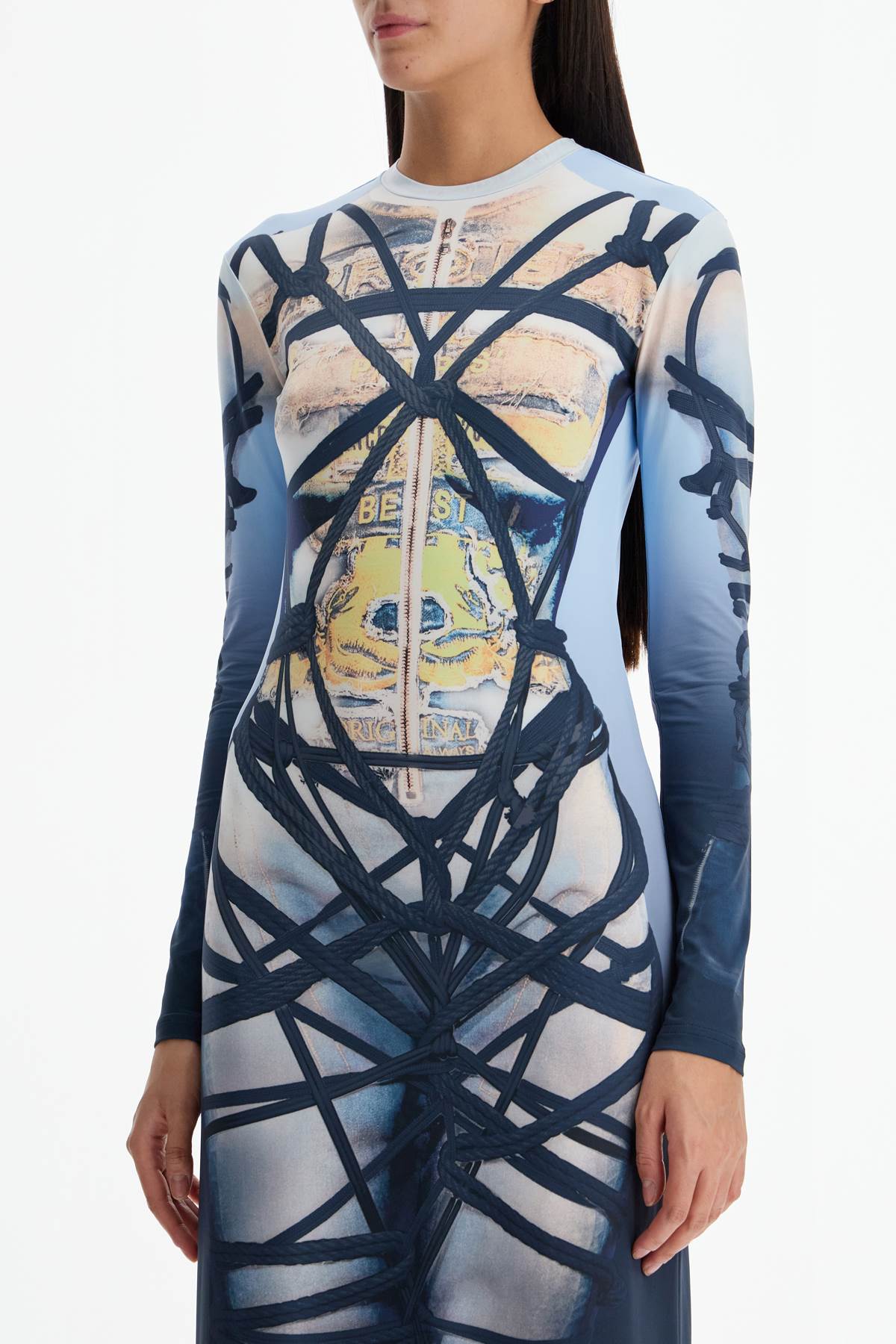 Y/Project Long Sleeve 'Bondage' Print Dress image 3