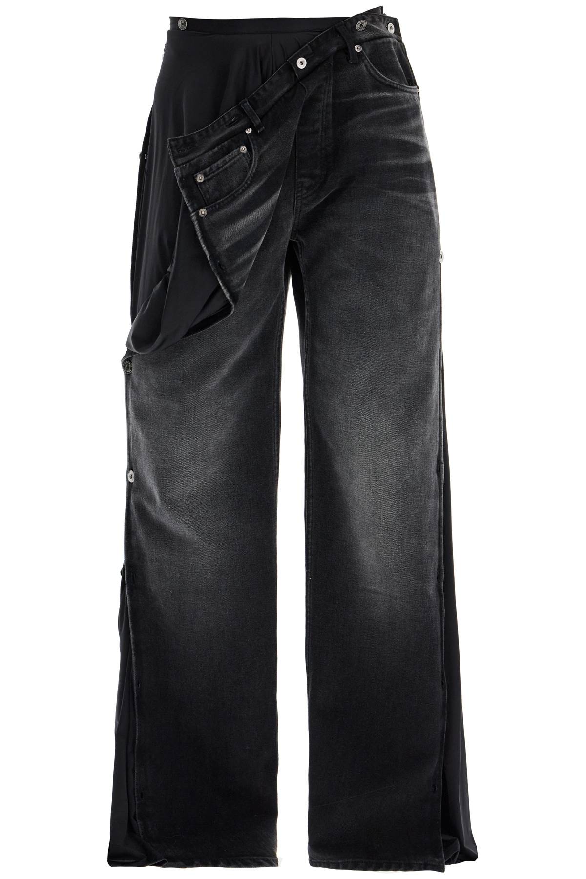 Y/Project Black Washed Denim Jeans with Collapsible Waist image 0