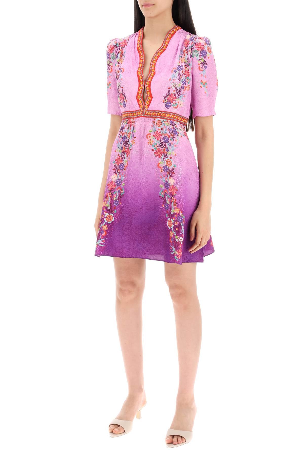 Saloni Silk Mini Dress with Floral Print and Gradient Effect image 3