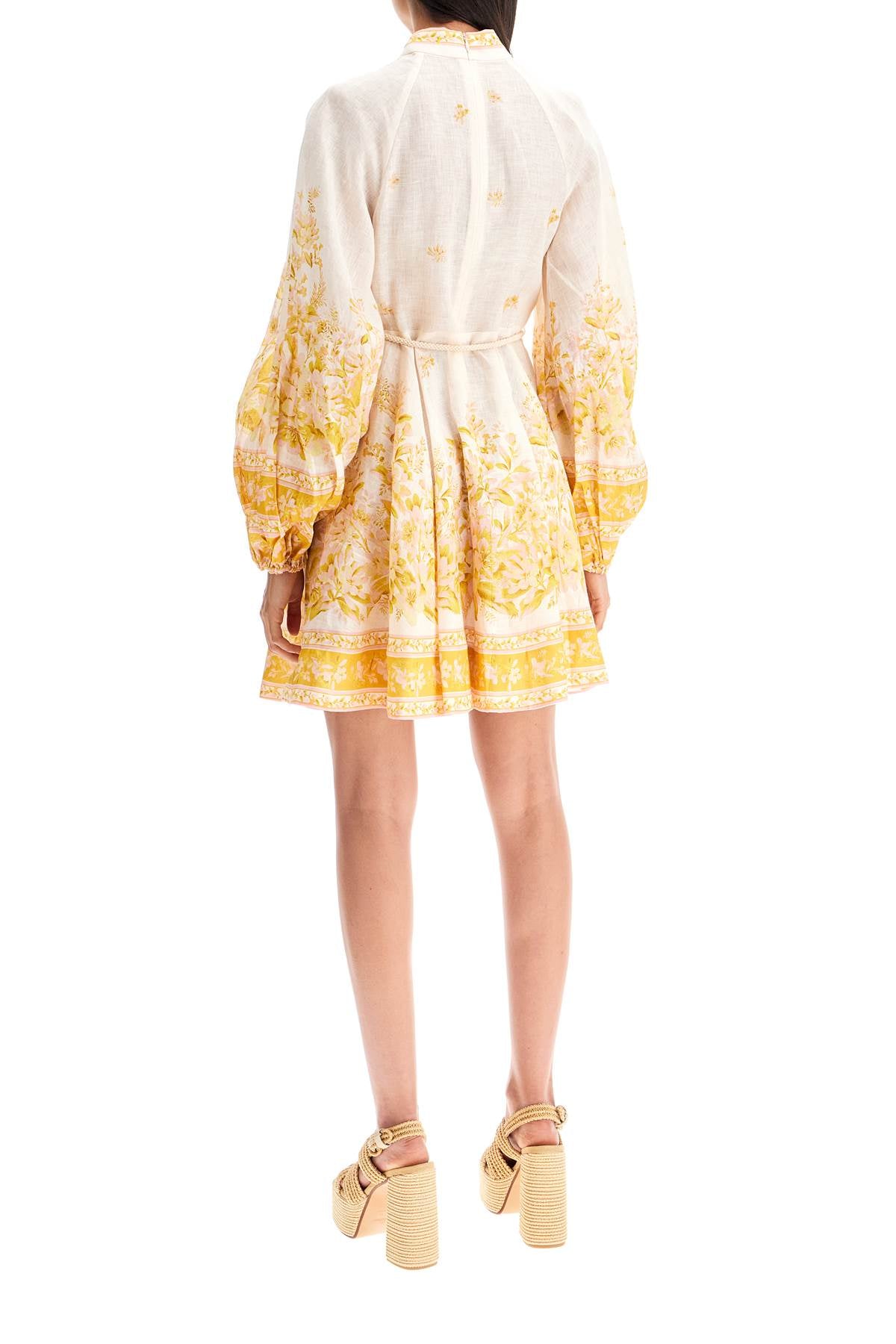 Zimmermann Floral Linen Mini Dress with Tie Belt image 2