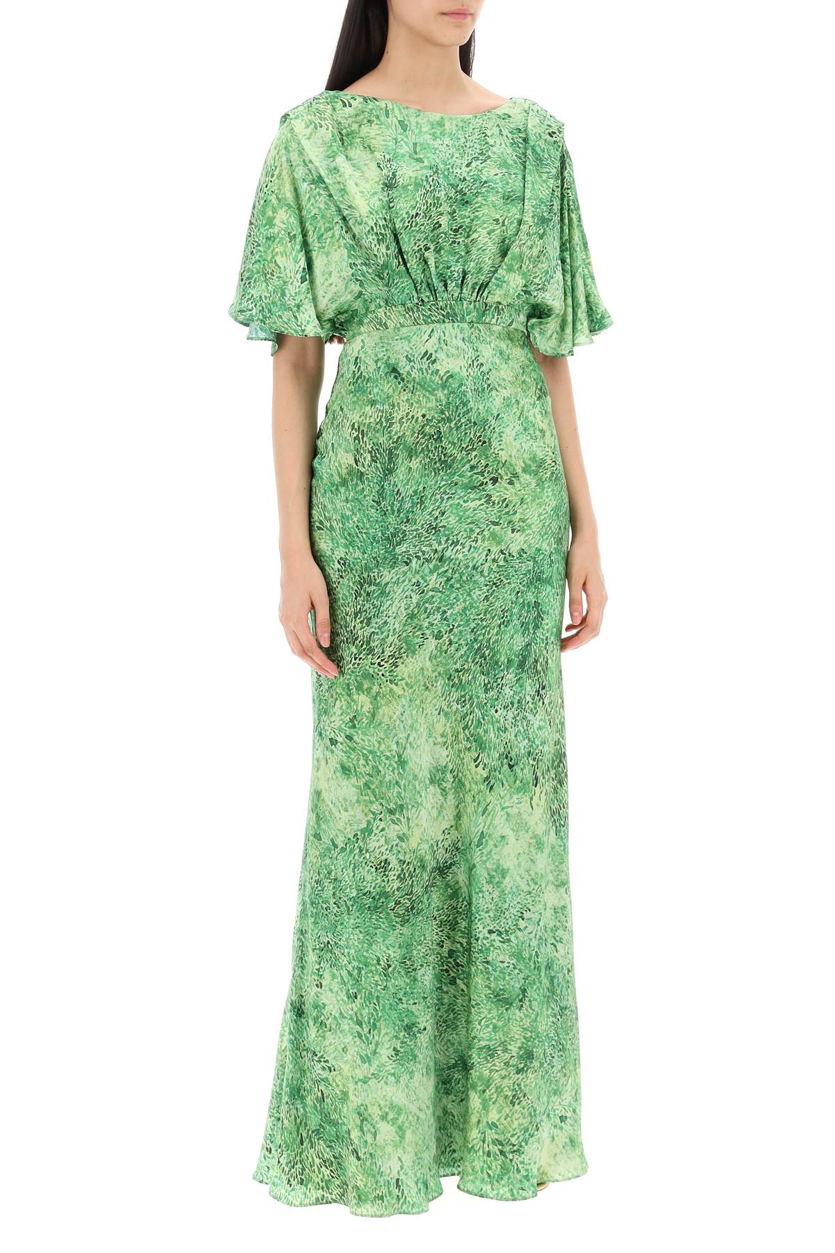 Saloni Winona Silk Maxi Dress - Green Brushstroke Print image 1