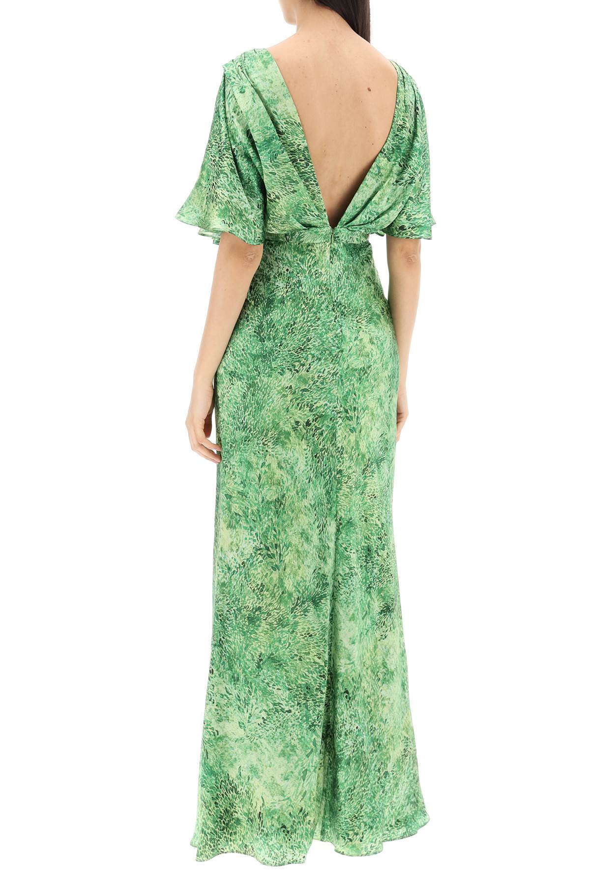 Saloni Winona Silk Maxi Dress - Green Brushstroke Print image 2