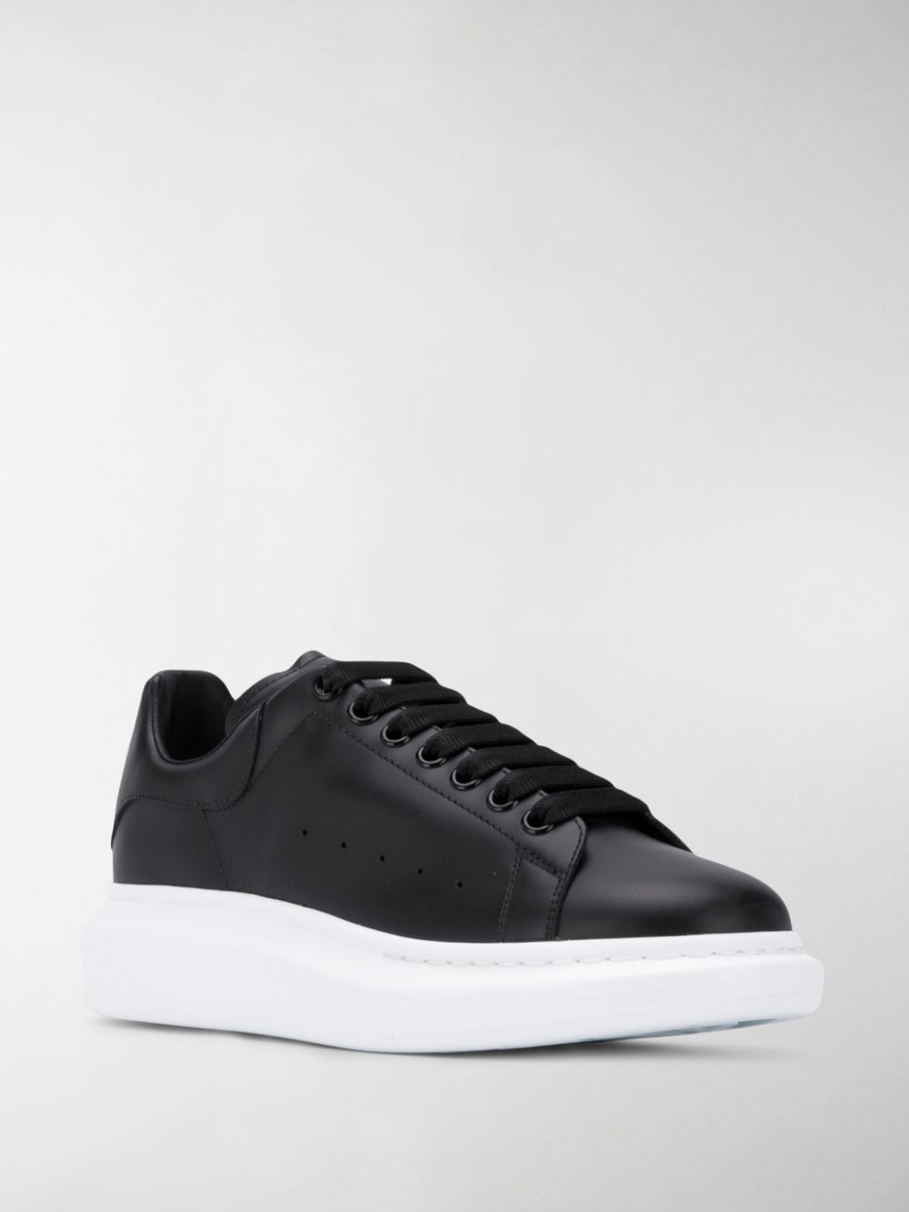 Alexander McQueen Black Leather Oversized Sneakers image 1