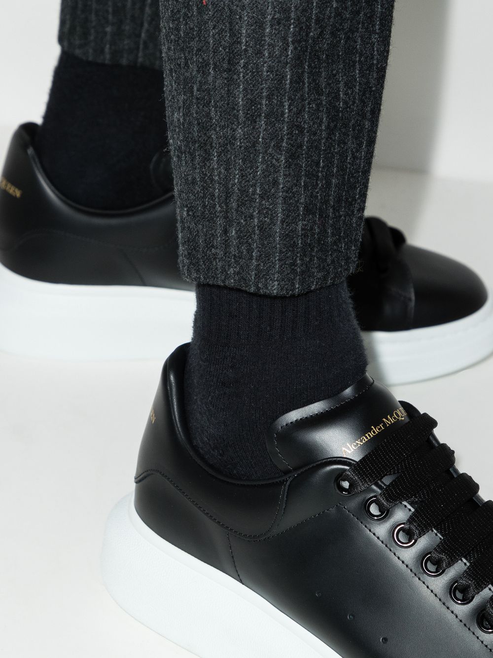 Alexander McQueen Black Leather Oversized Sneakers image 25