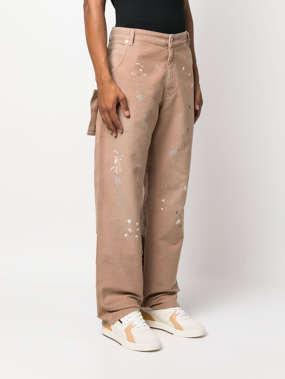 DARKPARK Beige Wide Leg Paint Splatter Jeans image 3