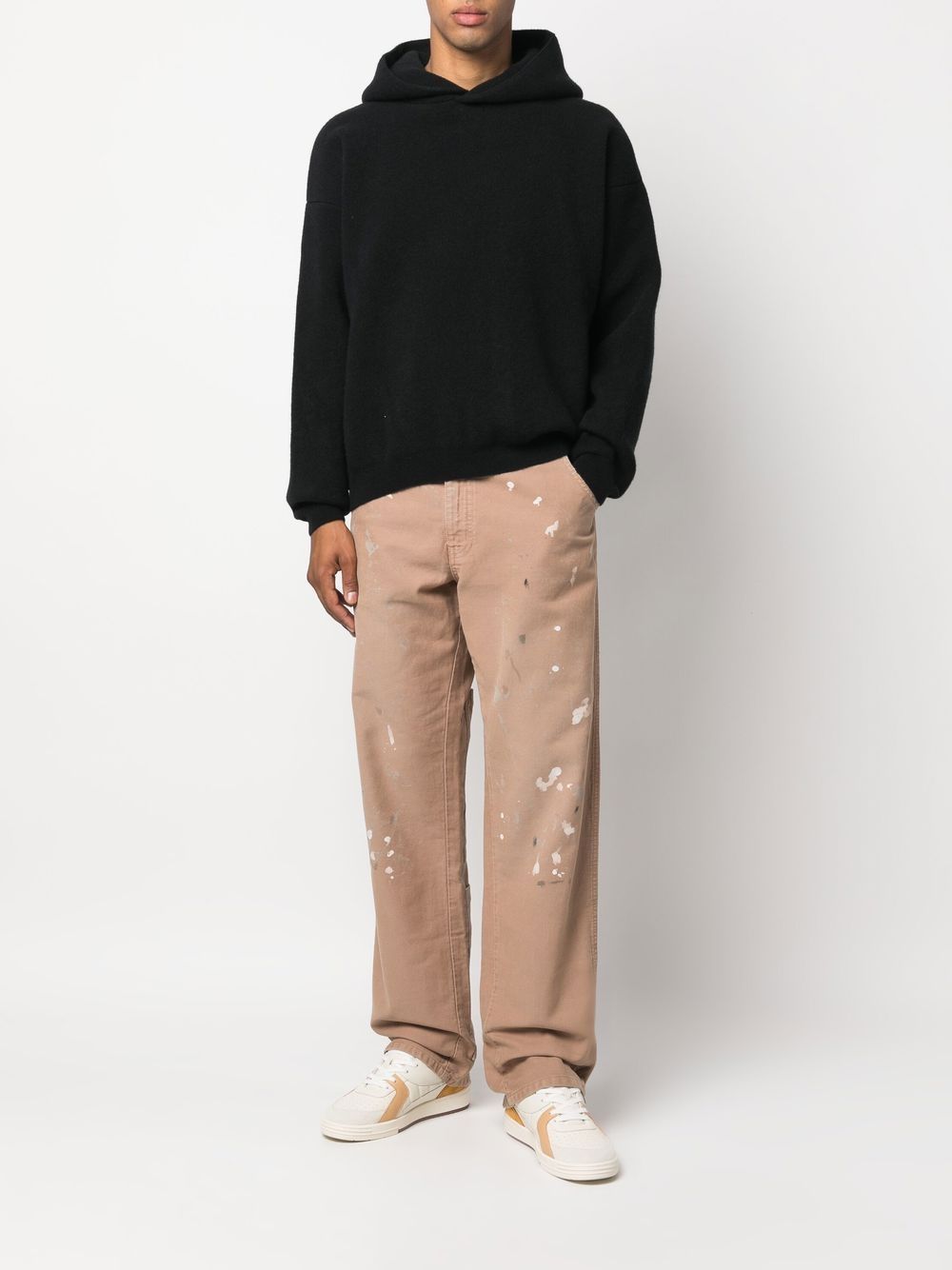 DARKPARK Beige Wide Leg Paint Splatter Jeans image 4