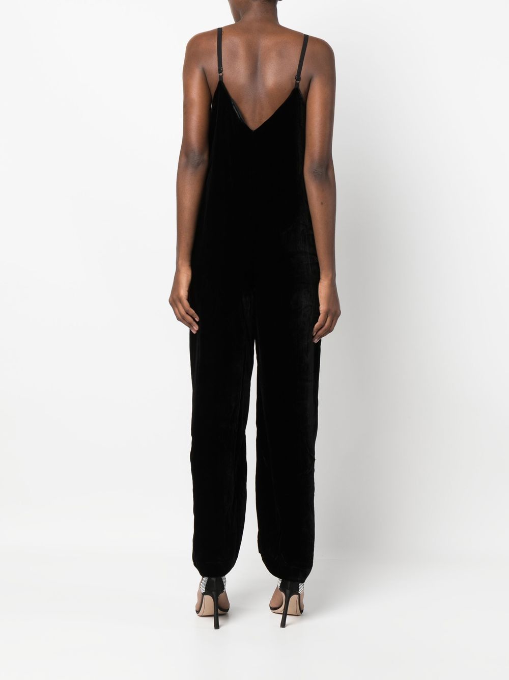 GOLD HAWK Black Velvet Sleeveless Jumpsuit image 5