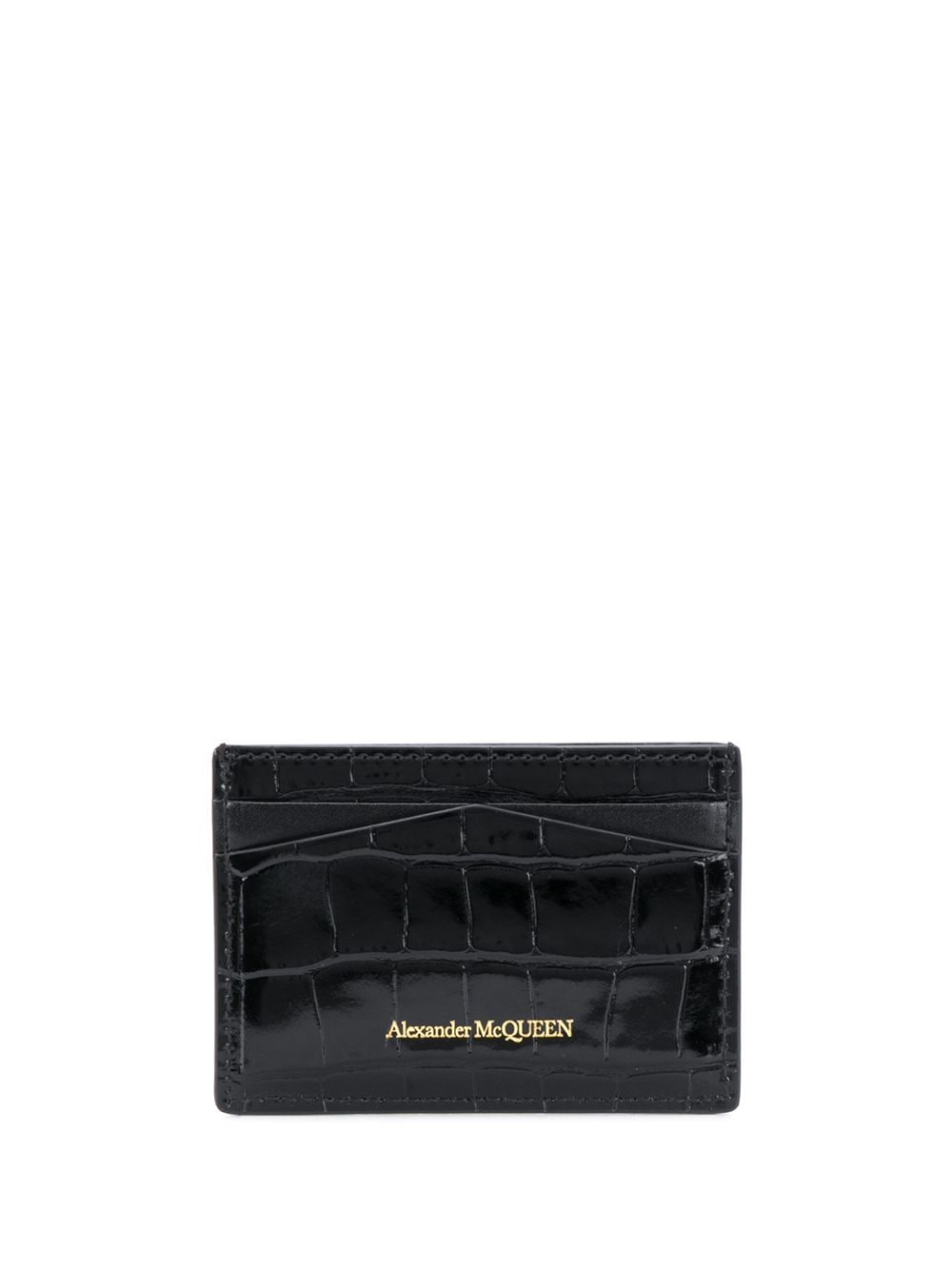 Alexander McQueen Black Leather Skull Stud Cardholder image 1