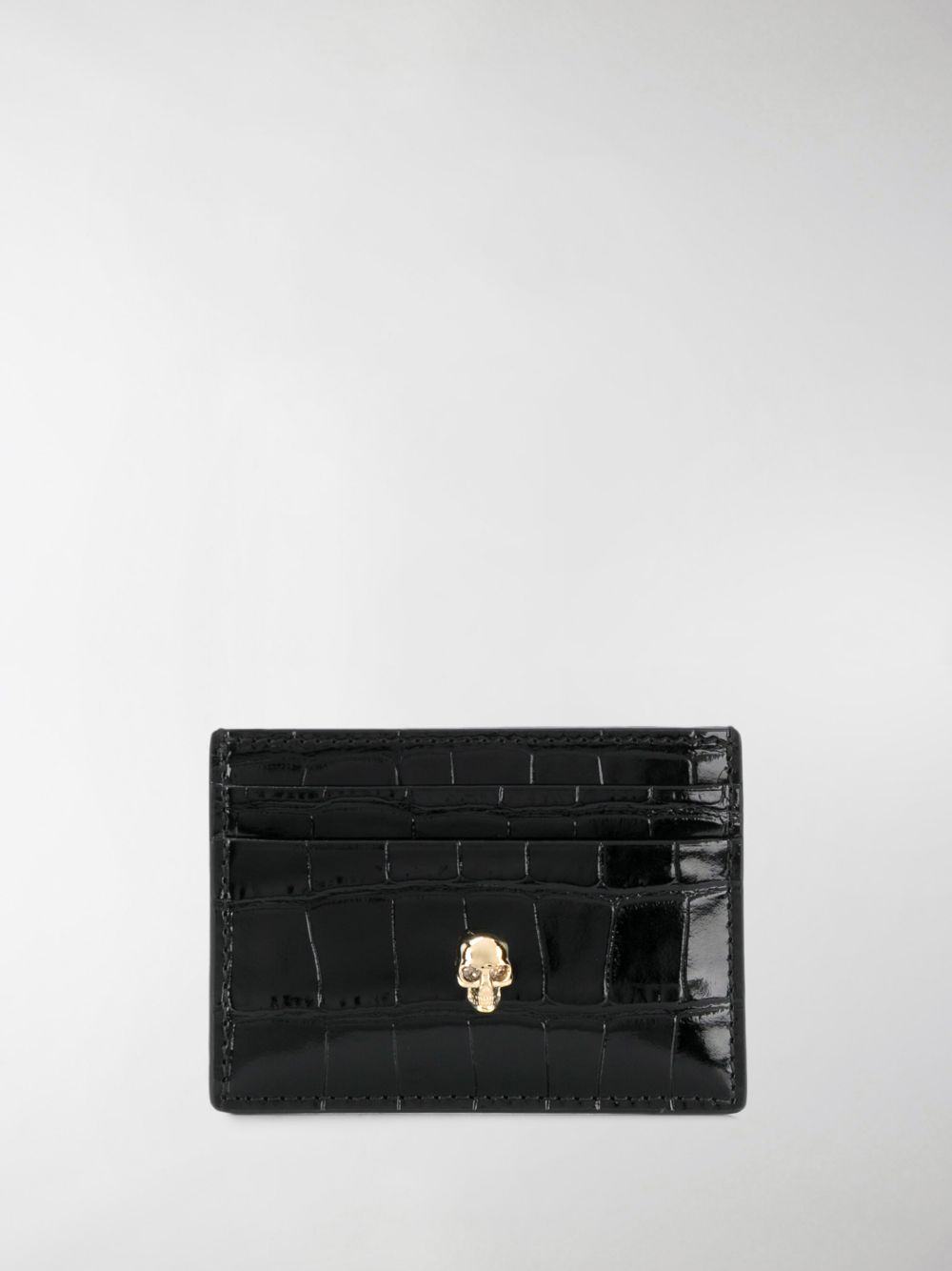 Alexander McQueen Black Leather Skull Stud Cardholder image 3