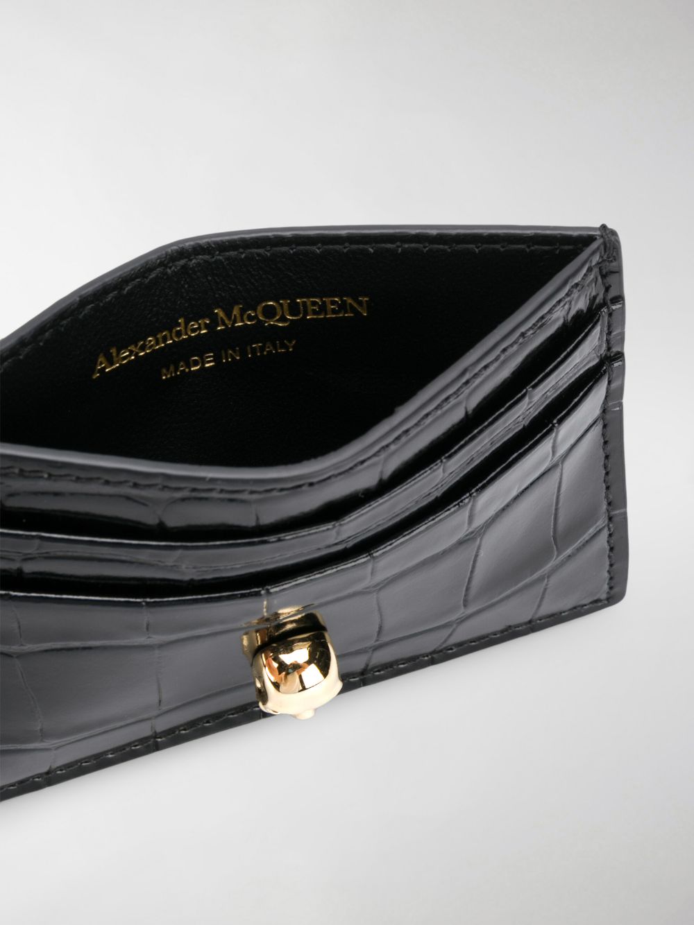 Alexander McQueen Black Leather Skull Stud Cardholder image 4