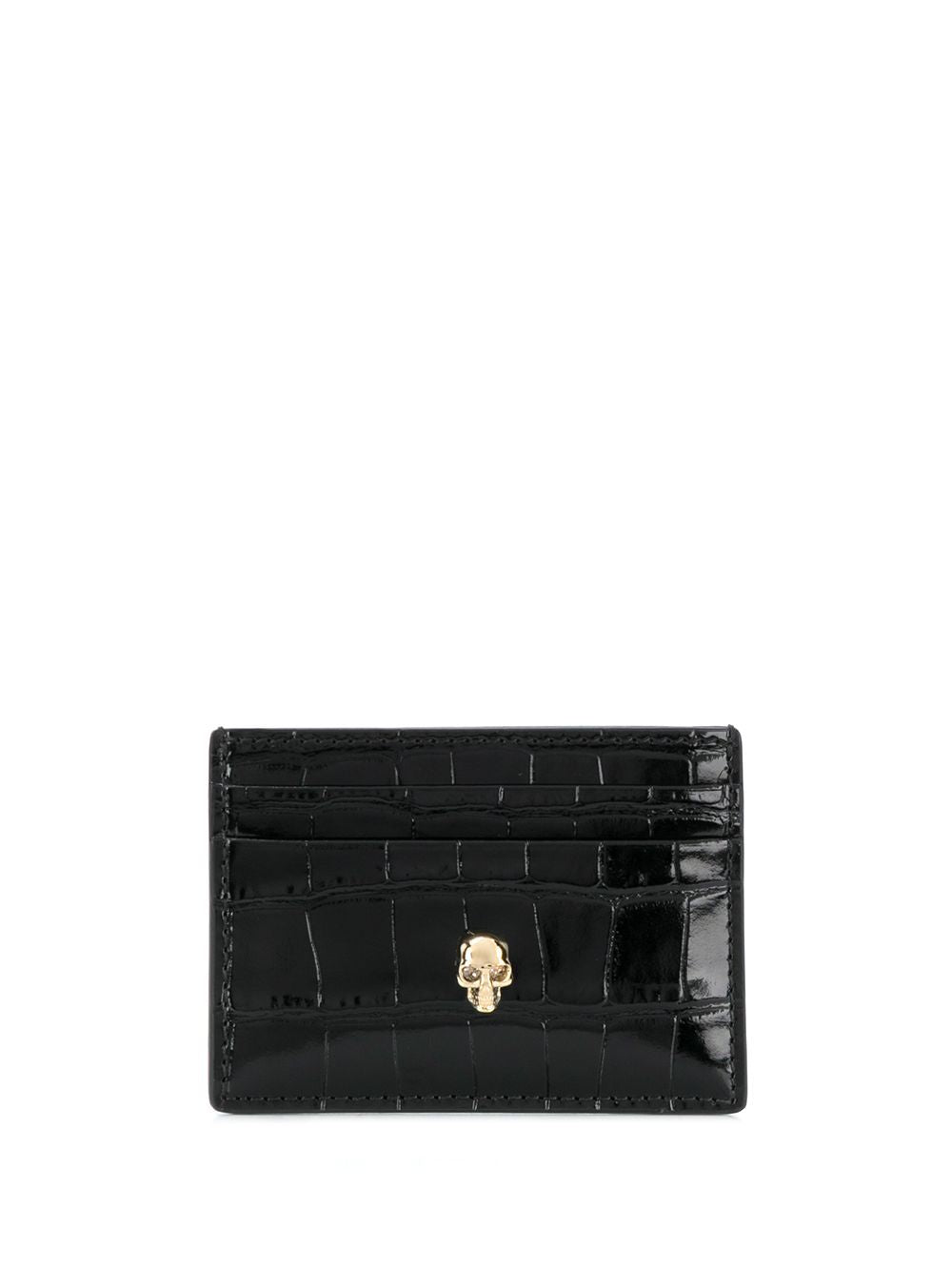 Alexander McQueen Black Leather Skull Stud Cardholder image 6