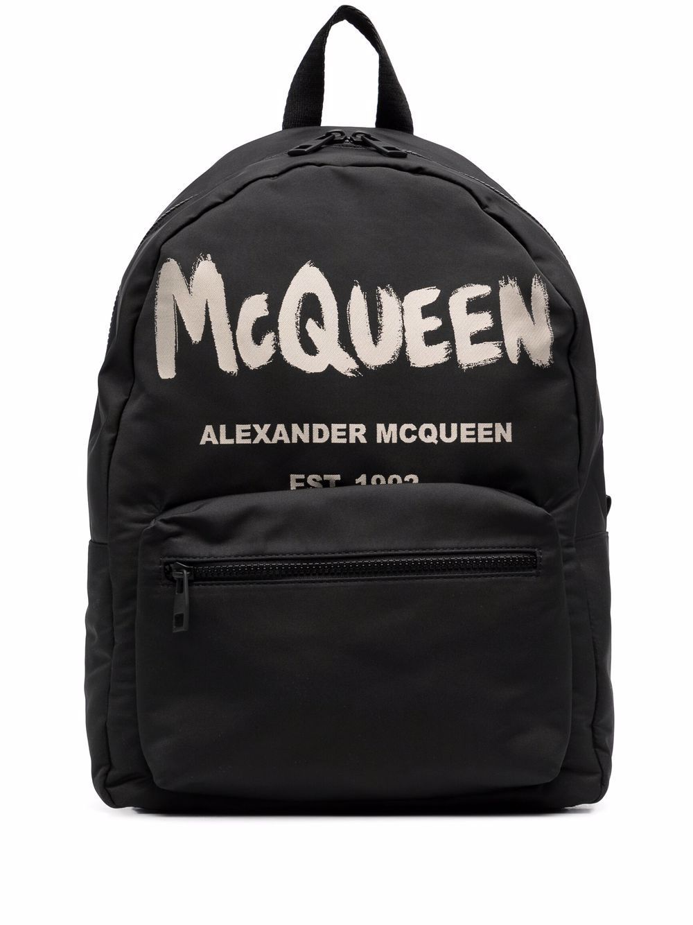 Alexander McQueen Graffiti Metropolitan Printed Backpack - Black/Ivory-White image 9