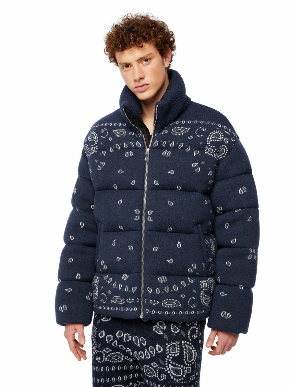 Alanui Blue Abstract Print Padded Coat image 4