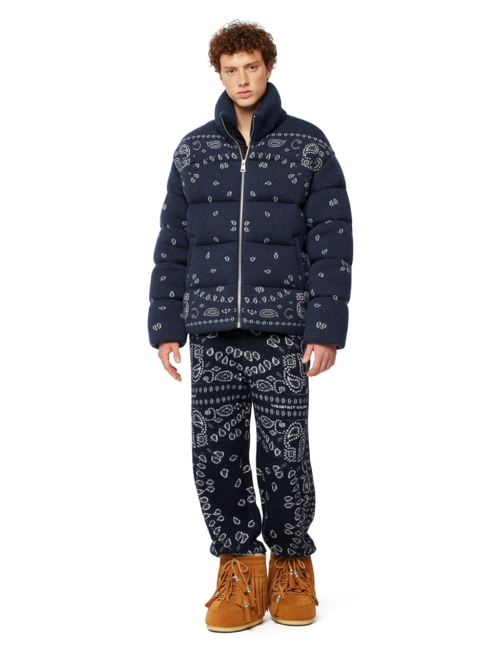 Alanui Blue Abstract Print Padded Coat image 5