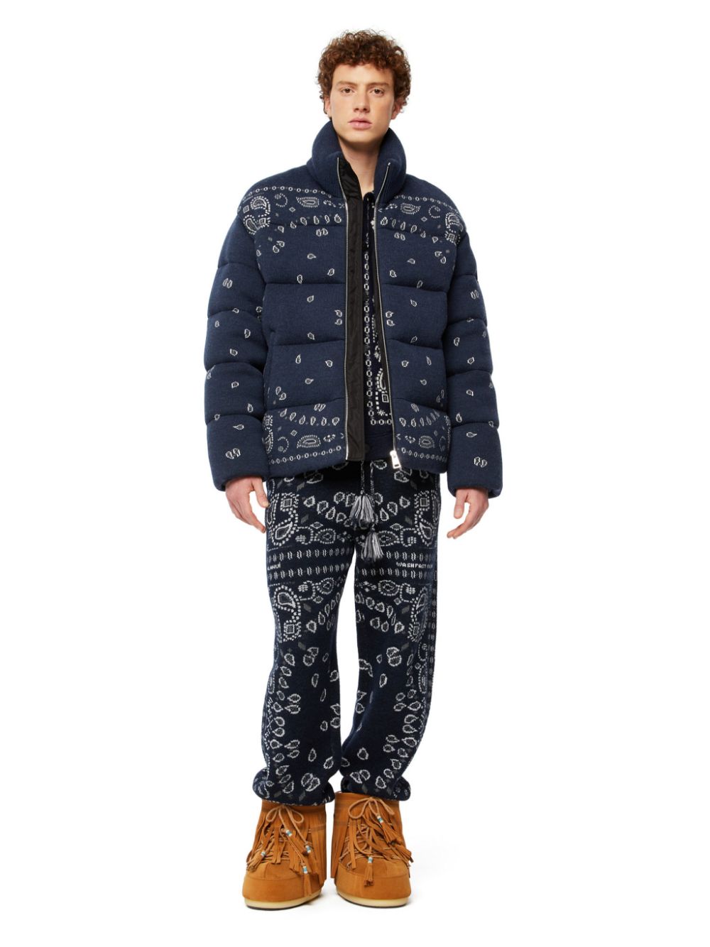 Alanui Blue Abstract Print Padded Coat image 6