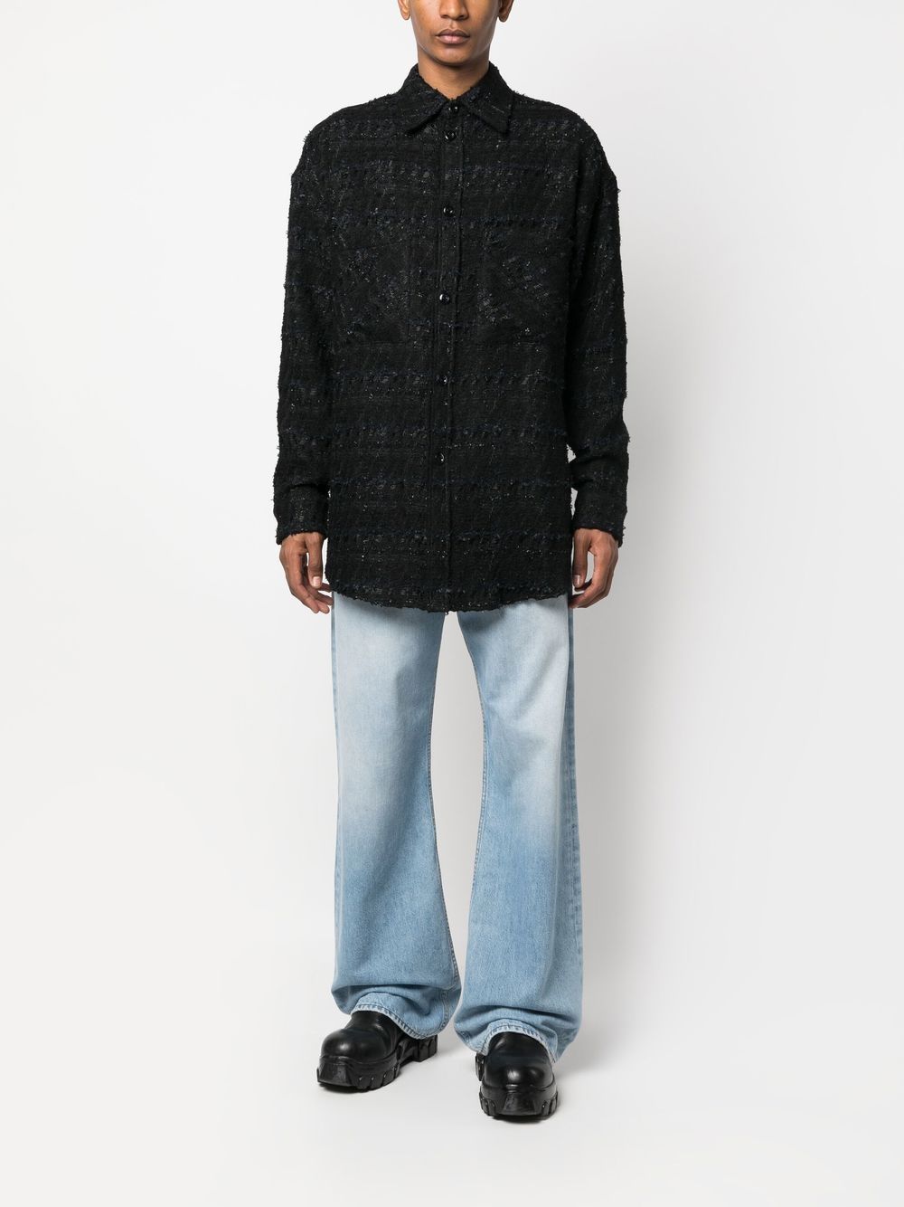 Faith Connexion Black Tweed Long Sleeve Shirt image 1