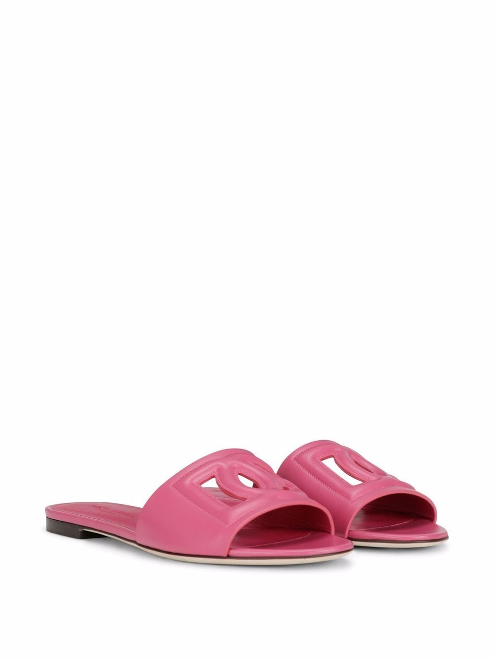 Dolce & Gabbana DG Millennials Logo Pink Calf Leather Slides image 2