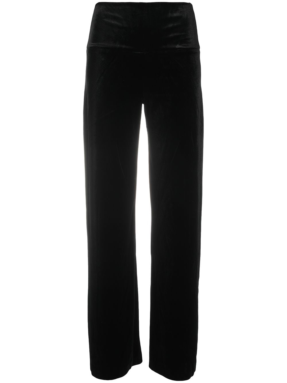 Norma Kamali Black Velvet Wide-Leg Trousers image 0