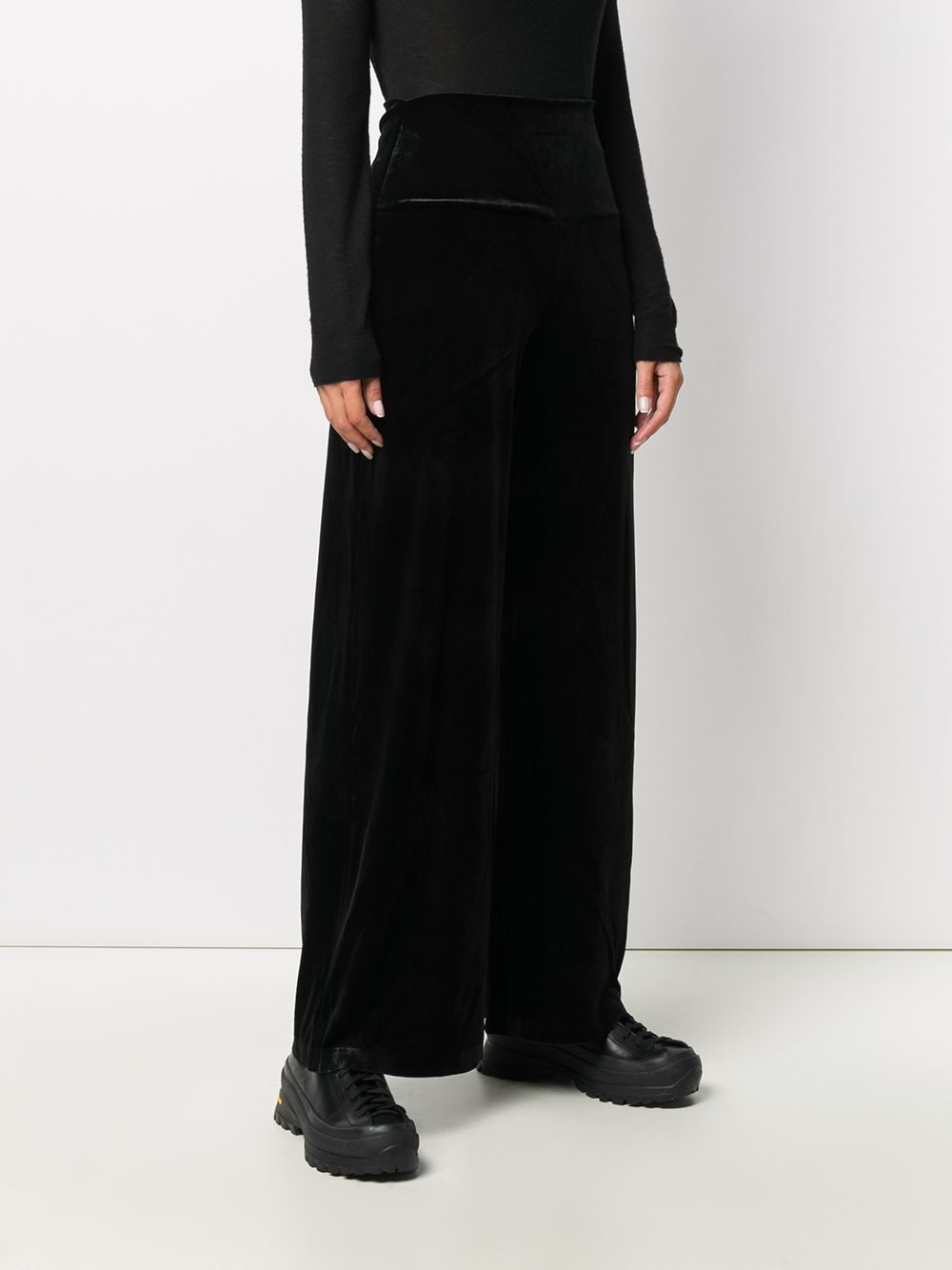 Norma Kamali Black Velvet Wide-Leg Trousers image 2