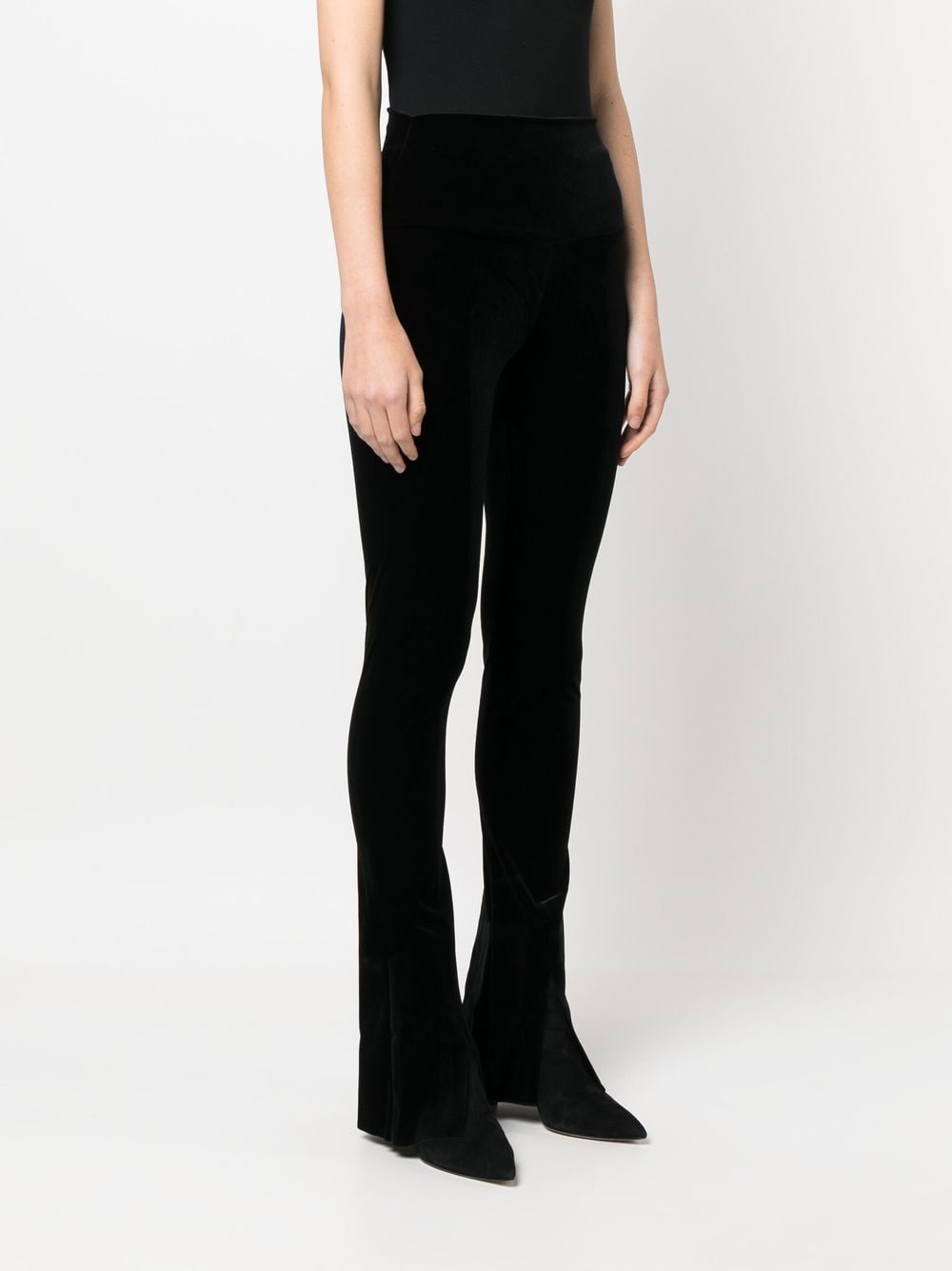 Norma Kamali Black Slit Detail Flared Leggings image 2