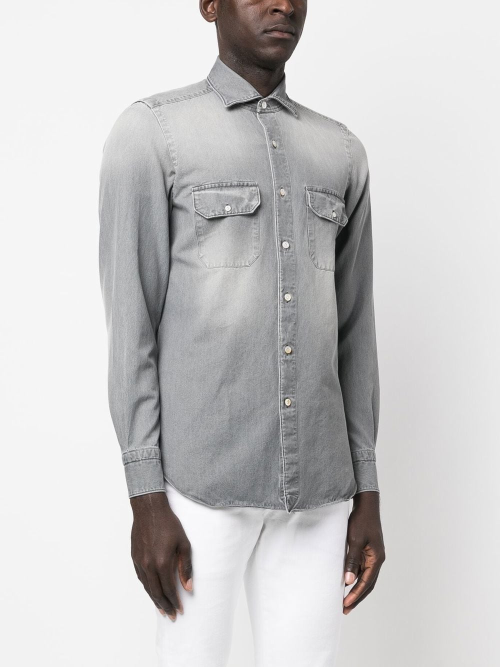 Finamore 1925 Napoli Grey Denim Shirt image 1