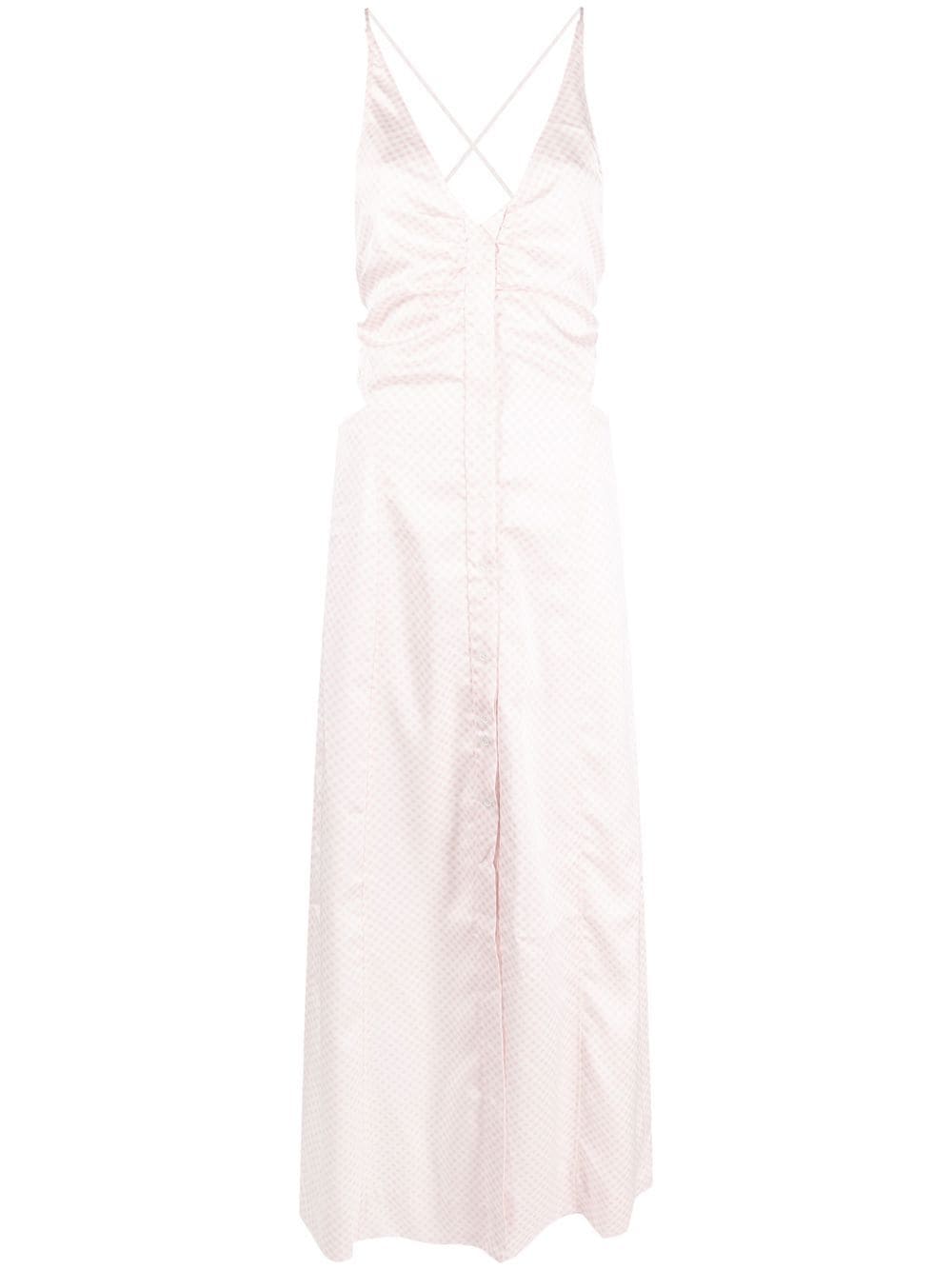 Ganni Lilac Gingham Check Halterneck Maxi Dress image 0