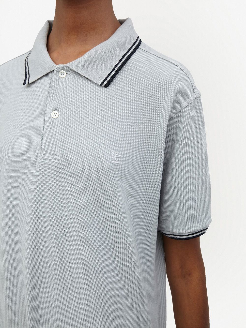 Maison Margiela Stripe-Trim Polo Shirt - Light Grey image 5