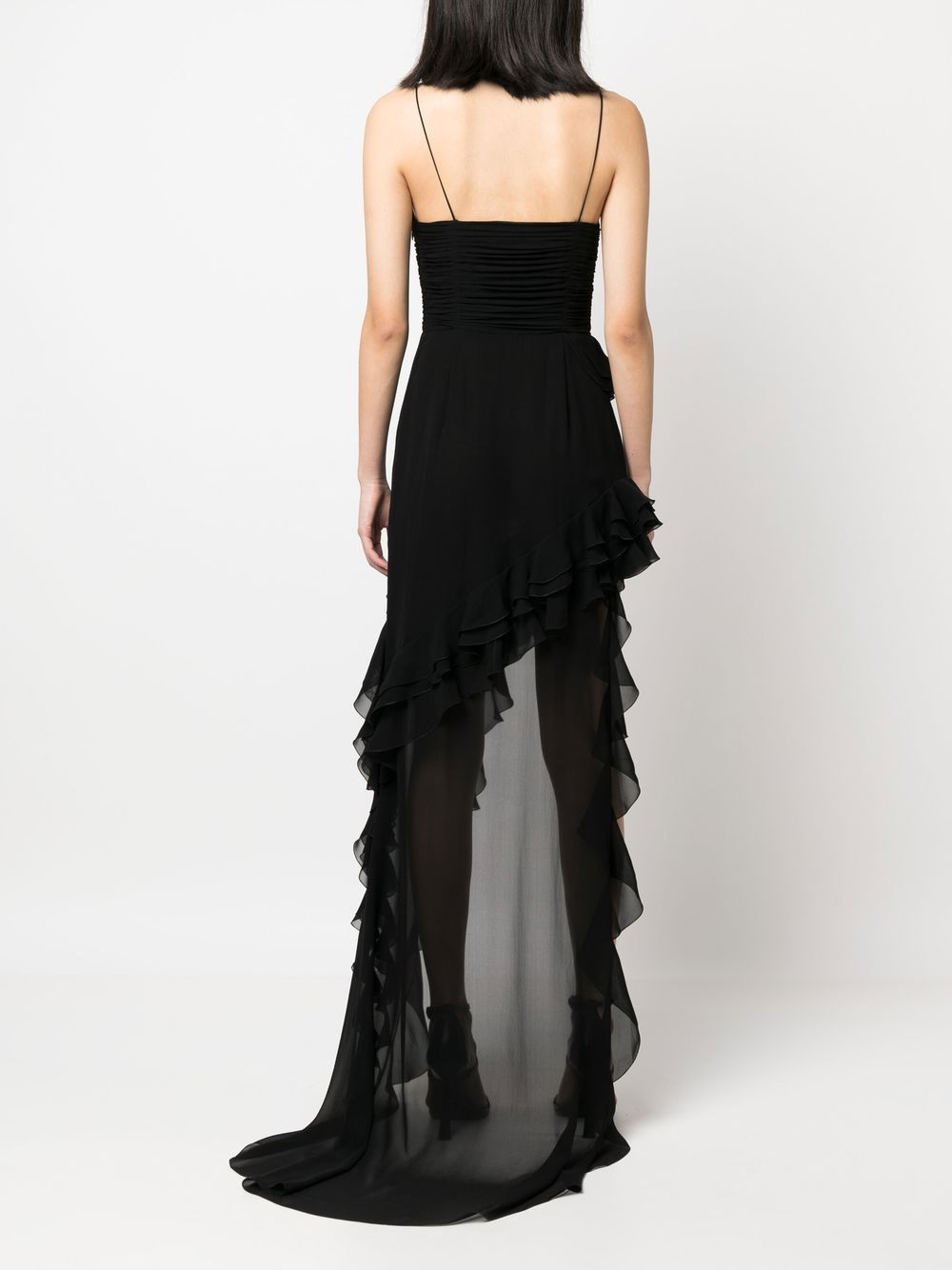 Alessandra Rich Black Velvet Dress with Deep V-Neck and Crystal Buckle image 2