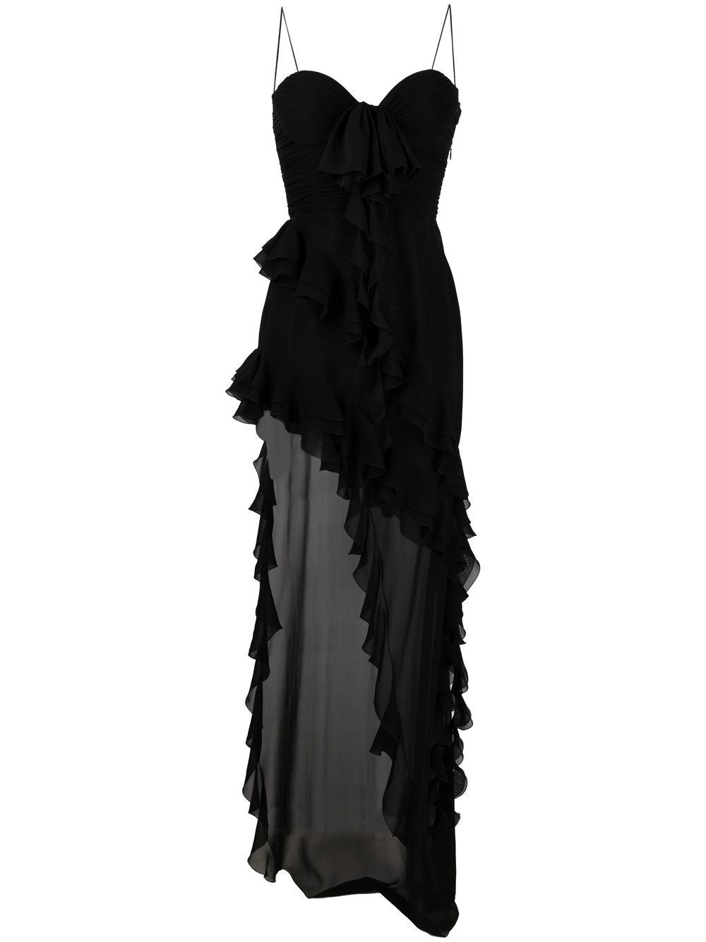 Alessandra Rich Black Velvet Dress with Deep V-Neck and Crystal Buckle image 0