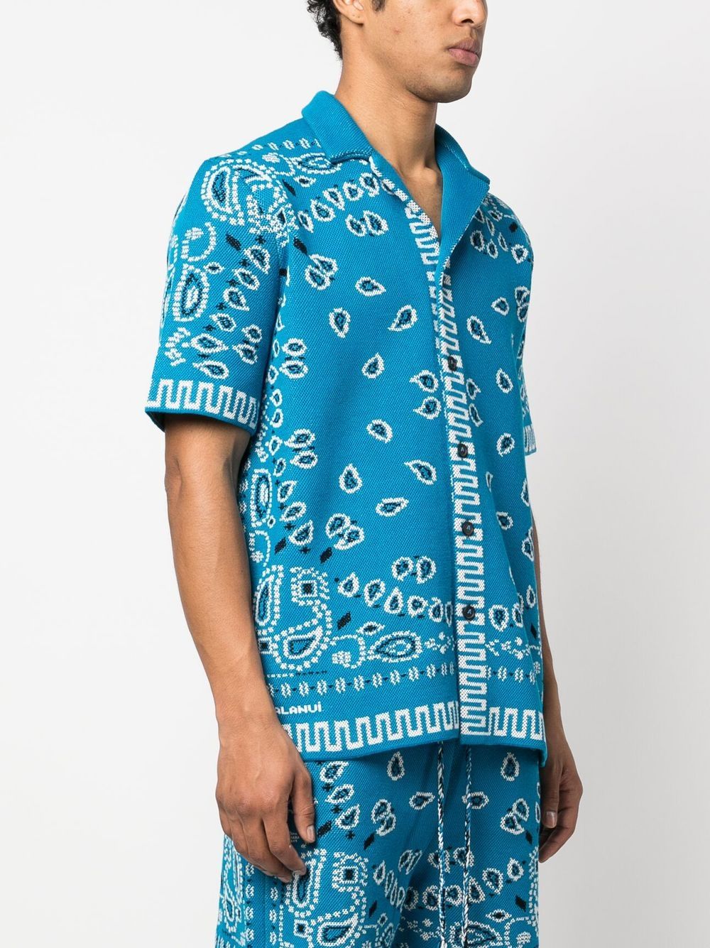 Alanui Bandana Print Cotton Piqué Shirt - Clear Blue image 4