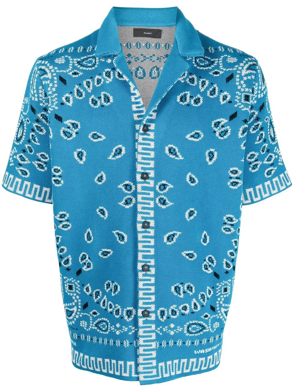 Alanui Bandana Print Cotton Piqué Shirt - Clear Blue image 0