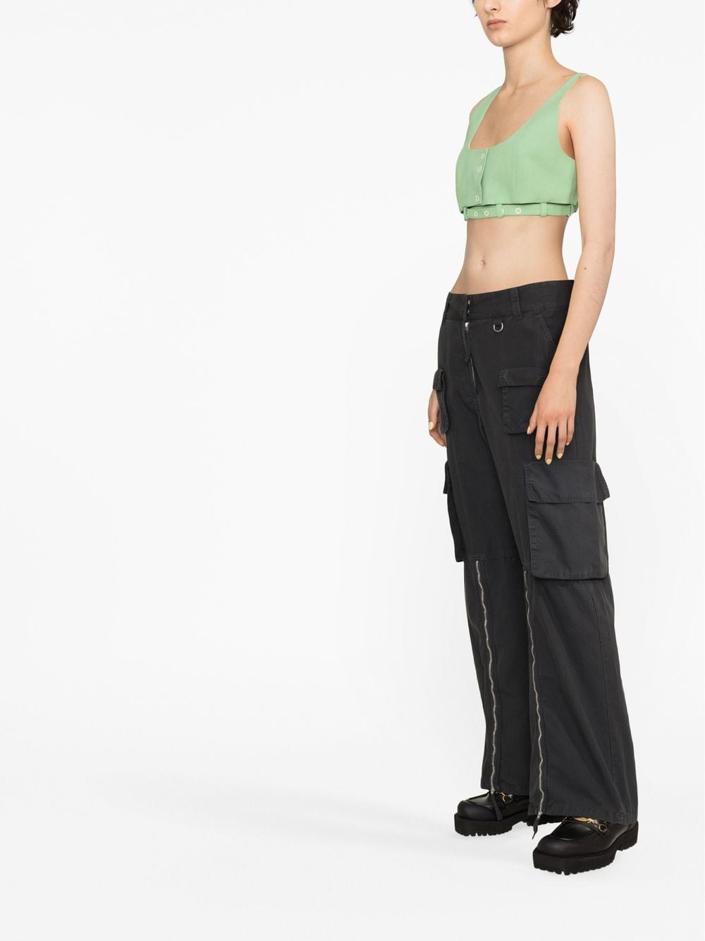 Ganni Light Green Organic Cotton Crop Top image 2