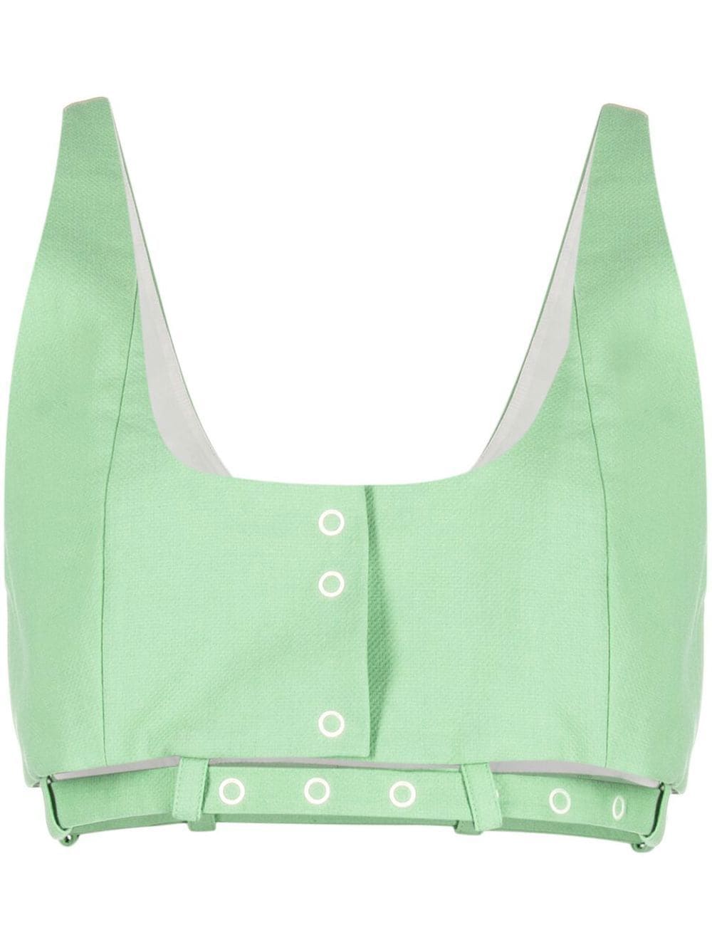 Ganni Light Green Organic Cotton Crop Top image 0