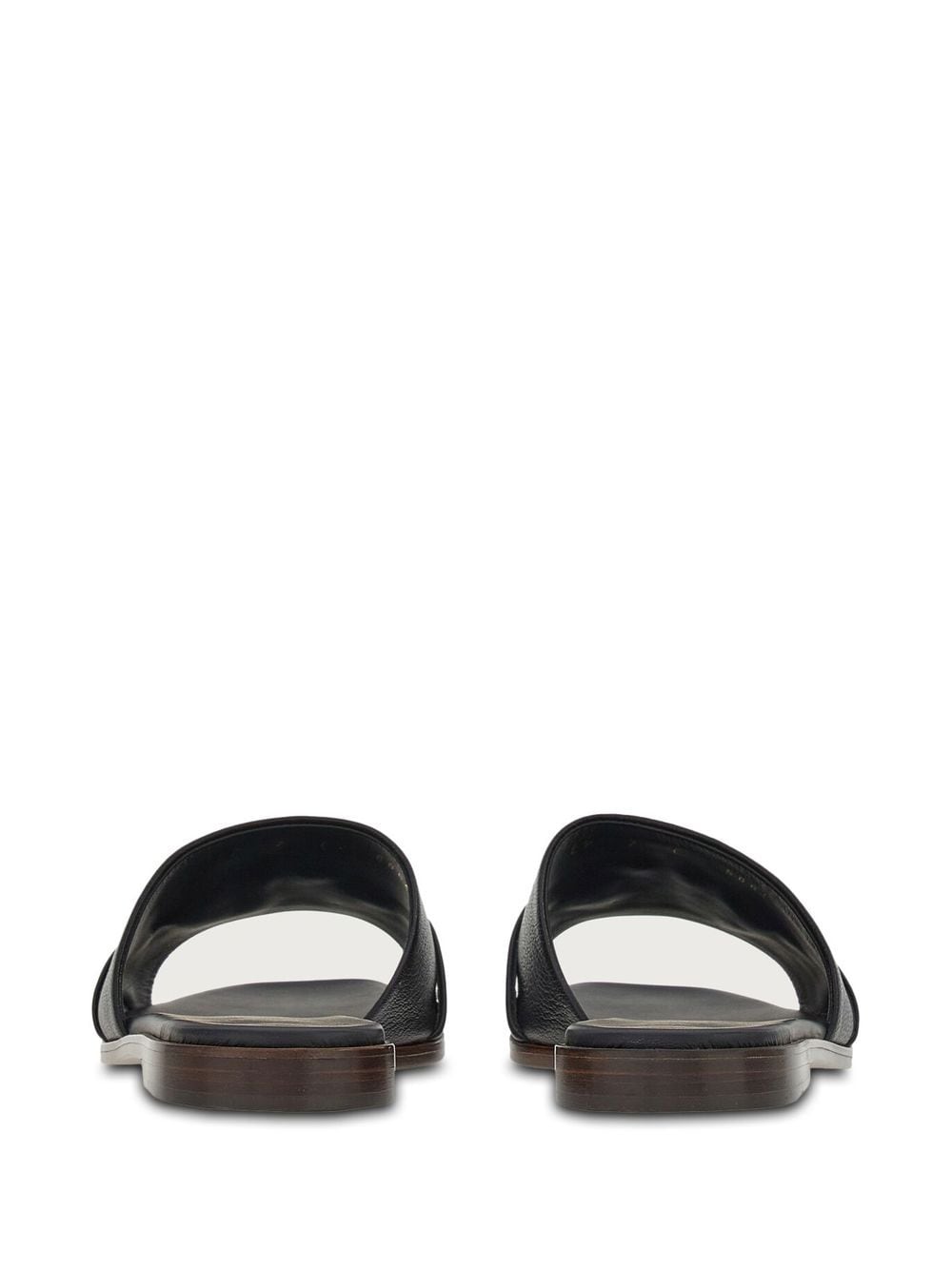 Ferragamo Black Leather Logo Plaque Sandals image 2