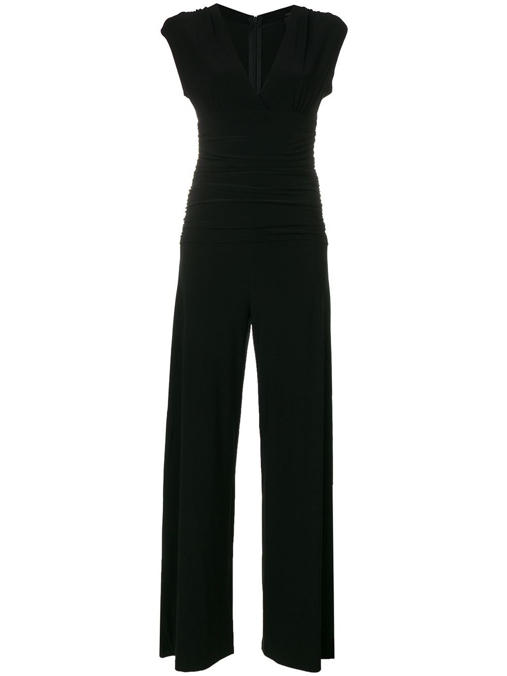 Norma Kamali Black Ruched Plunge Jumpsuit image 0