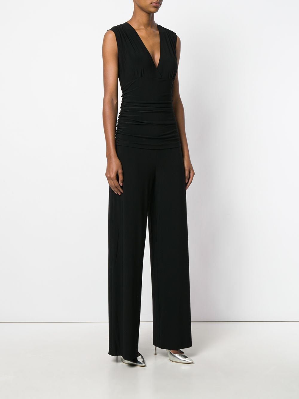 Norma Kamali Black Ruched Plunge Jumpsuit image 2