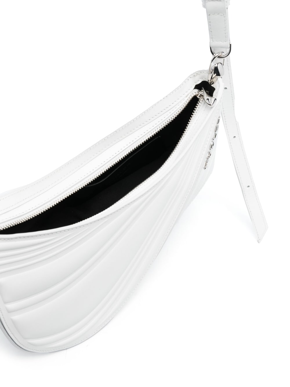 MUGLER Spiral Curve 01 Ivory White Leather Shoulder Bag image 2