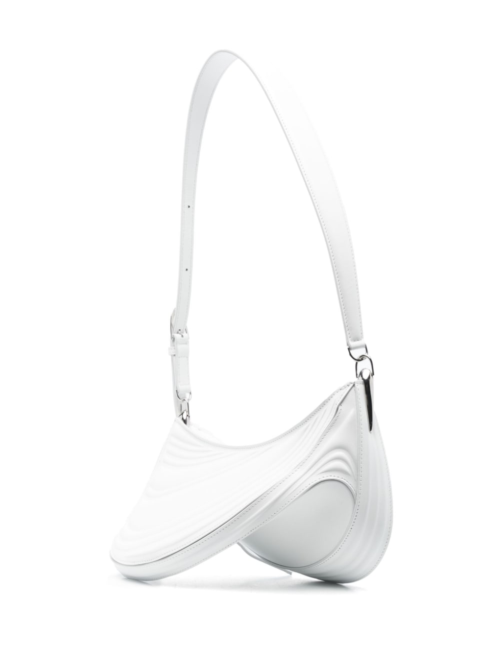 MUGLER Spiral Curve 01 Ivory White Leather Shoulder Bag image 3