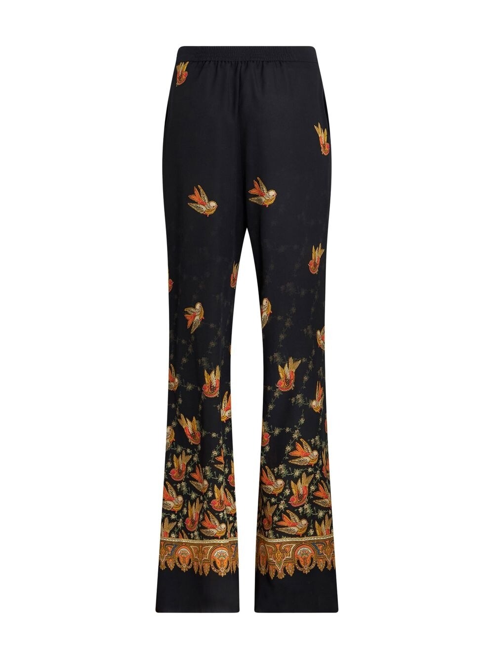 Etro Black Silk Paisley-Print Straight Trousers image 5