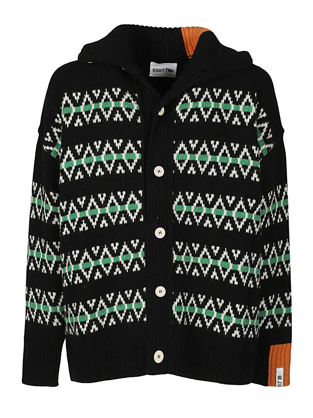 RIGHT FORT Black Wool Jaquard Cardigan image 0