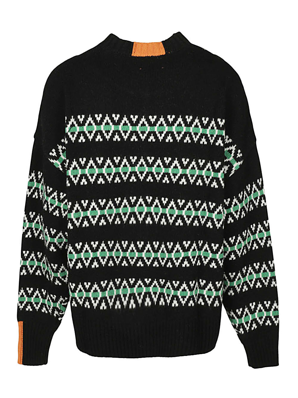 RIGHT FORT Black Striped High Neck Wool Sweater image 1