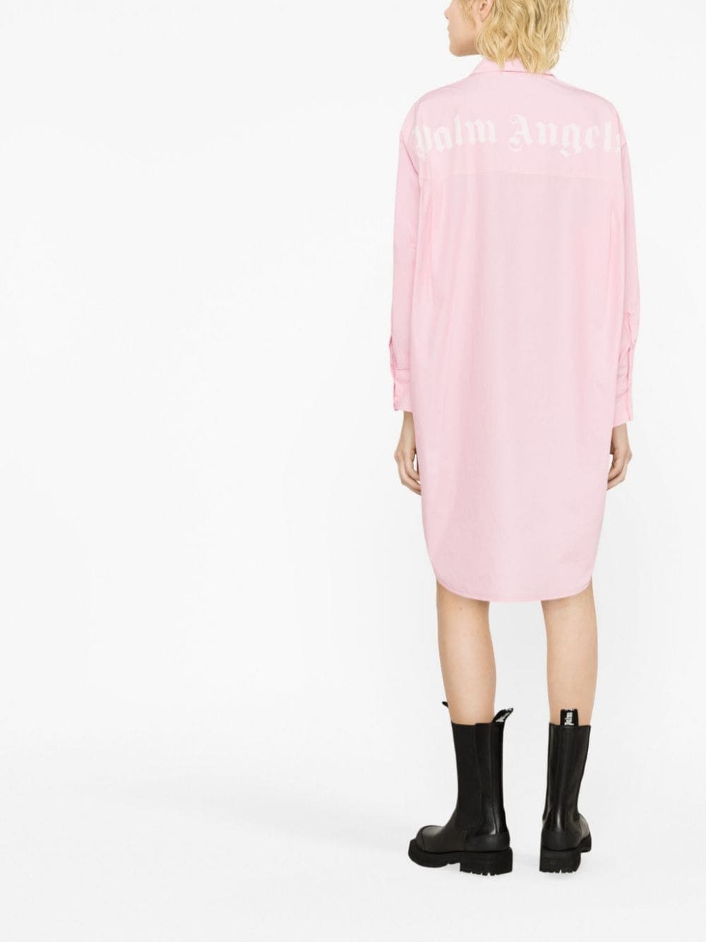 Palm Angels Pink Logo Cotton Dress image 1