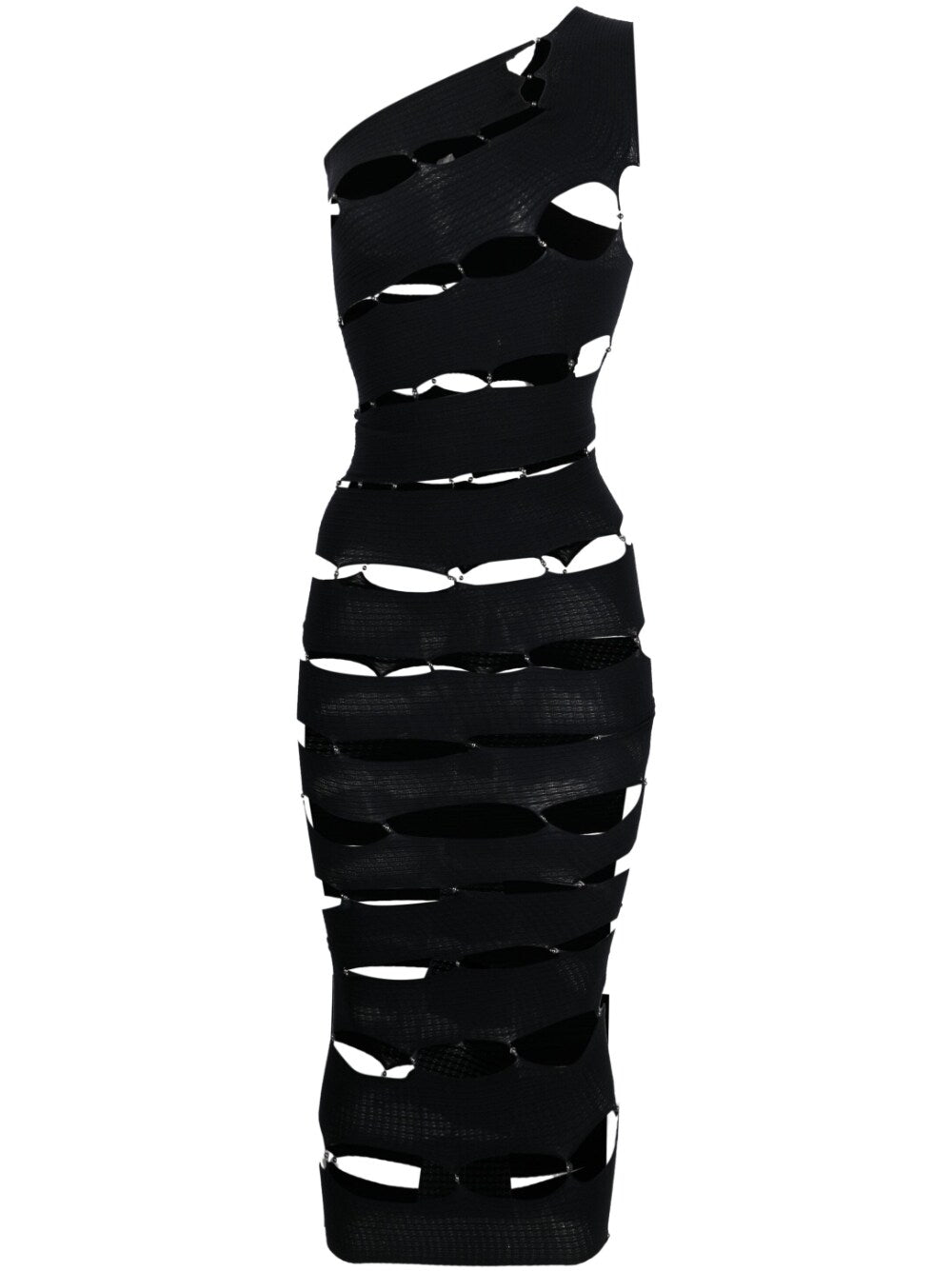 Black One-Shoulder Cut-Out Bodycon Midi Dress image 0