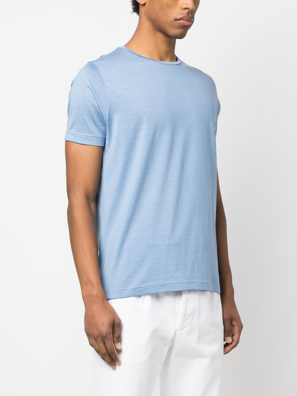 Colombo Light Blue Cotton-Silk Blend T-Shirt image 4