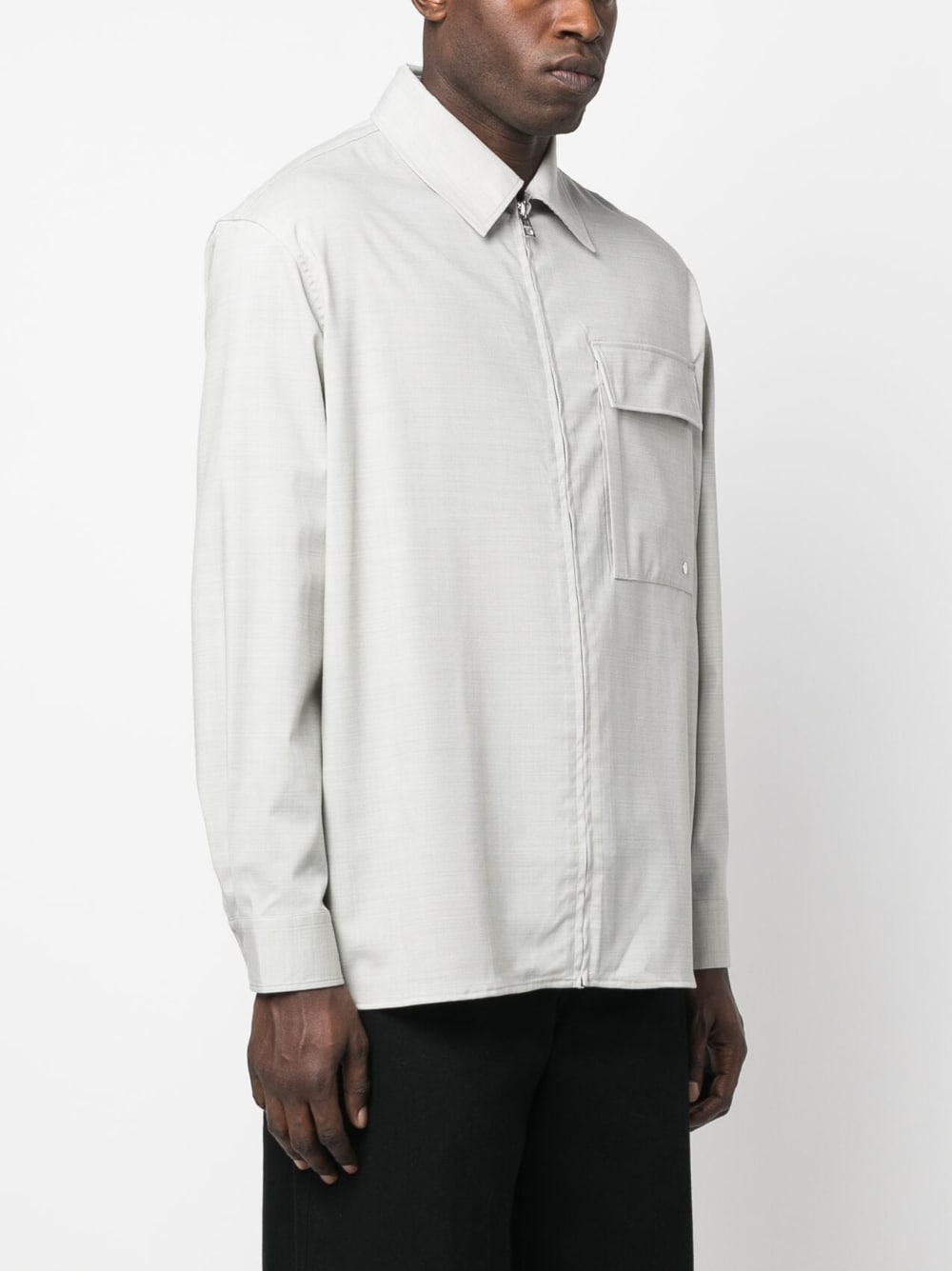 Études Grey Long-Sleeve Wool Blend Shirt image 3