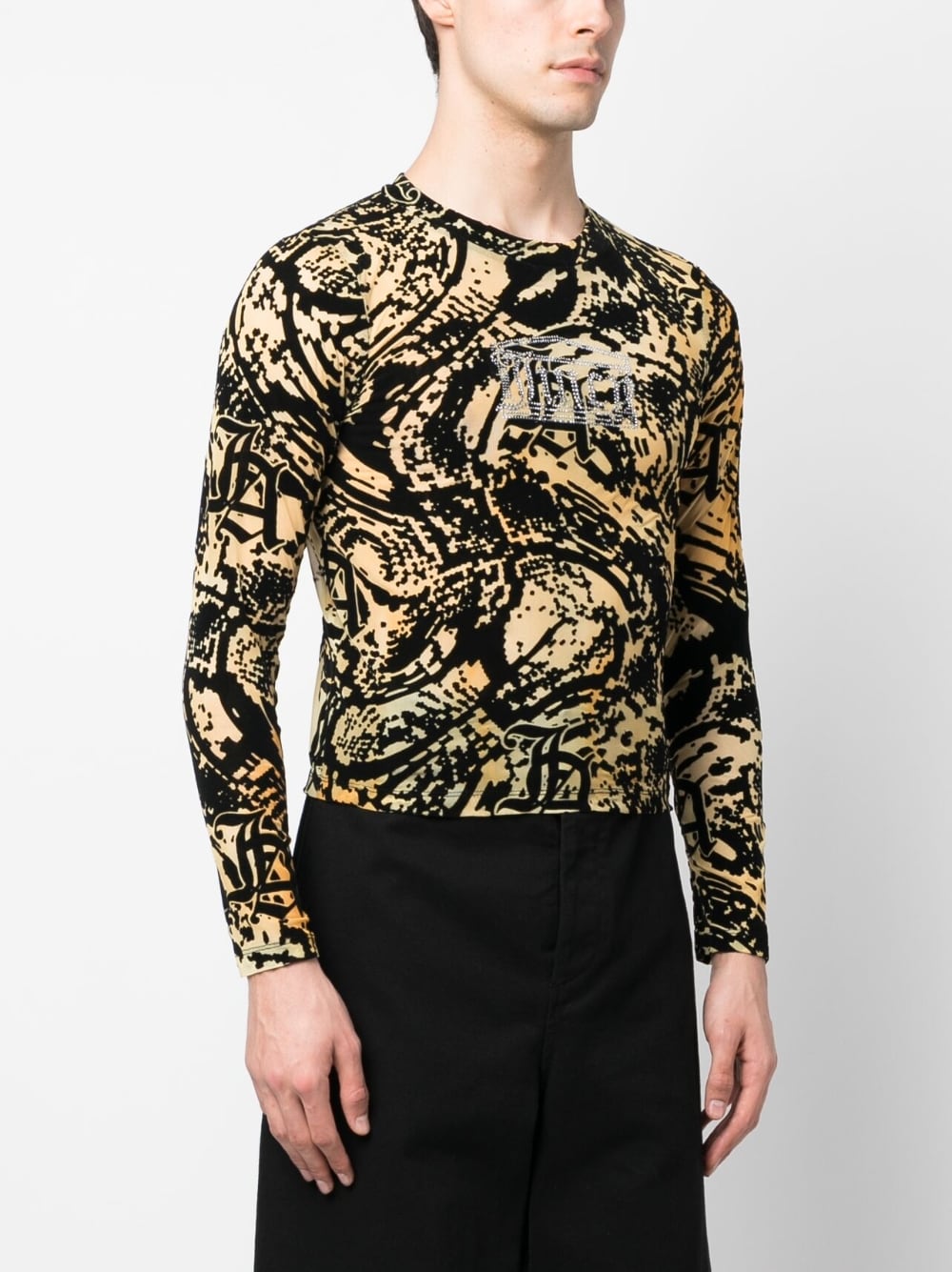 ARIES Capsule Yellow Logo Embellished Long Sleeve Top image 1