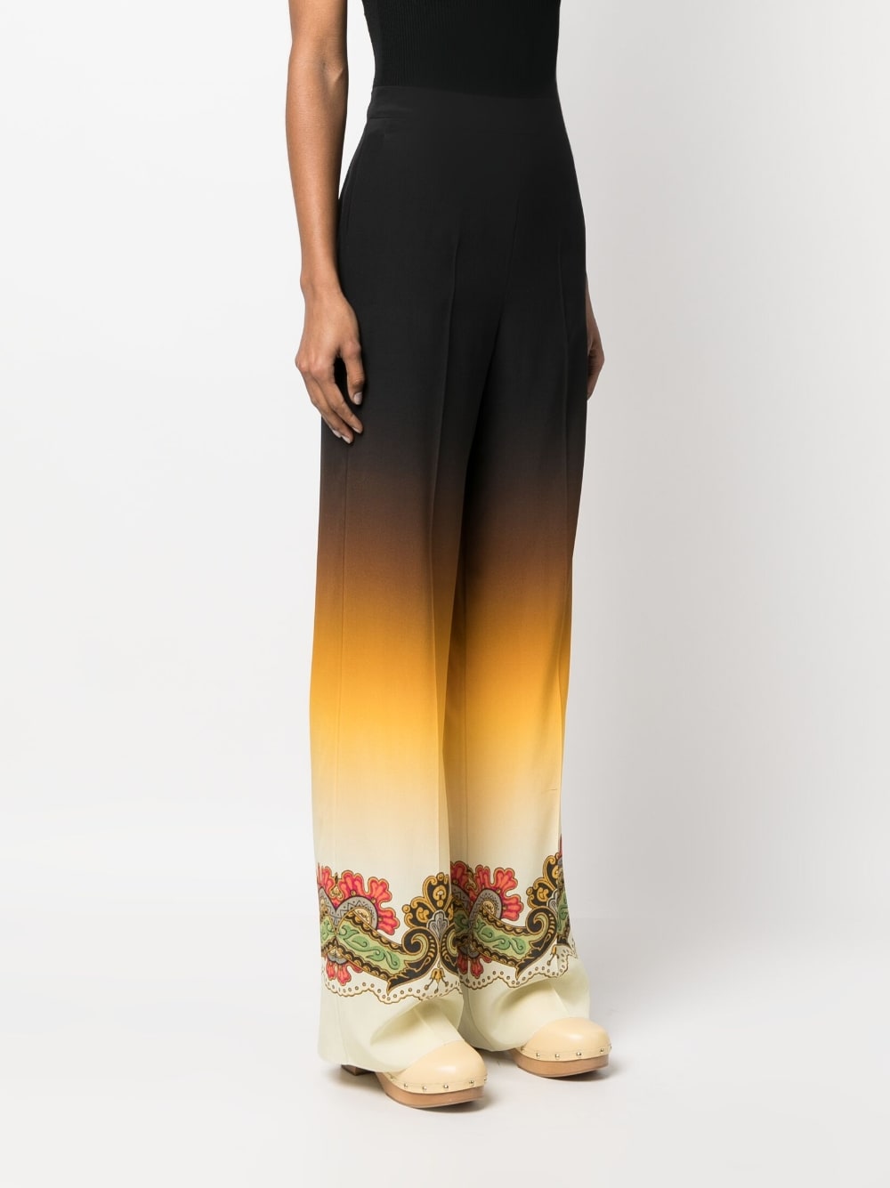 Etro Graphic Print Straight Leg Trousers - Black image 1