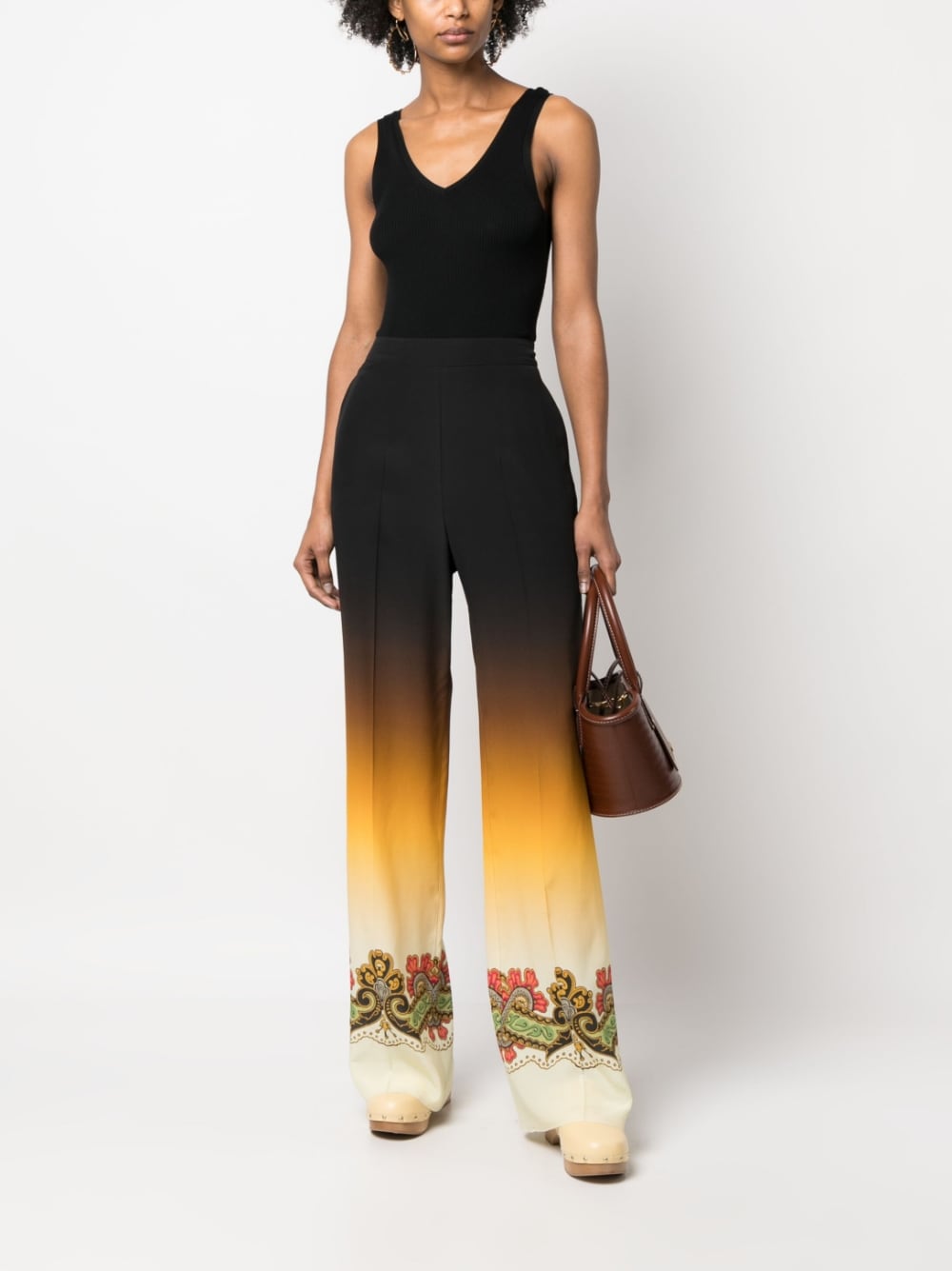 Etro Graphic Print Straight Leg Trousers - Black image 4