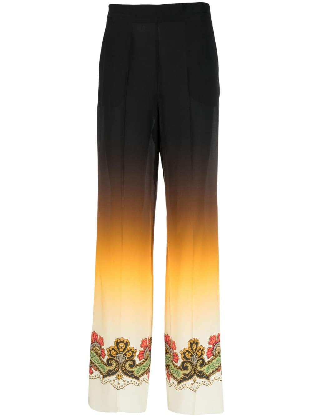 Etro Graphic Print Straight Leg Trousers - Black image 0